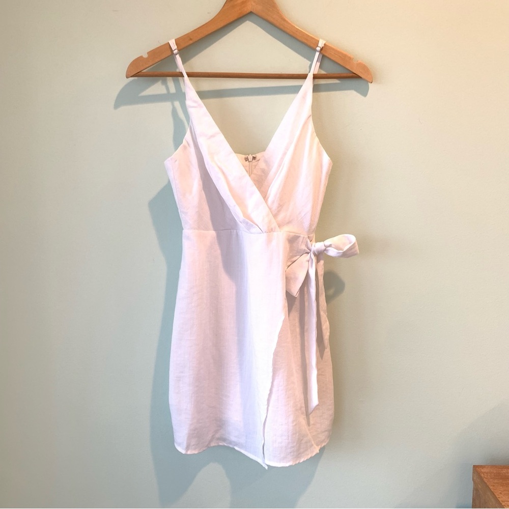 Victoria + Sophia White Faux Wrap Mini Dress Small S